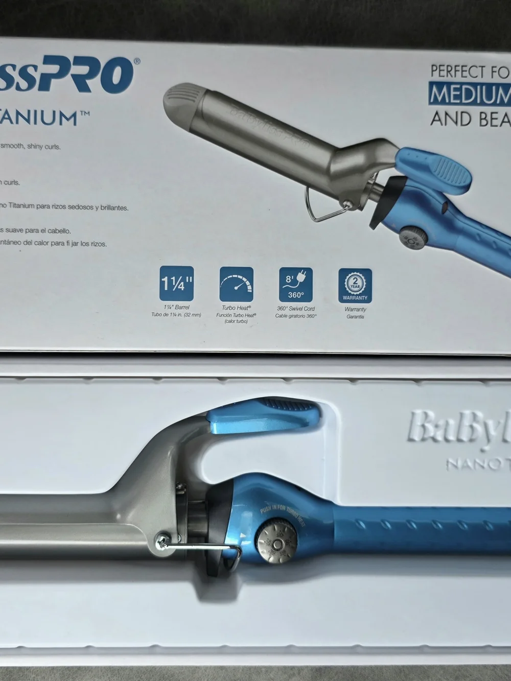BaBylissPro Nano Titanium Extended Barrel Curling Iron 1 1/4